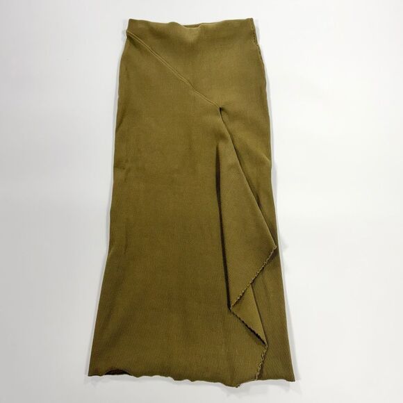Zara Dresses & Skirts - Zara Olive Green Asymmetrical Midi Skirt
